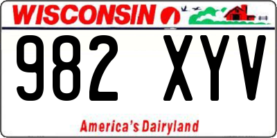 WI license plate 982XYV