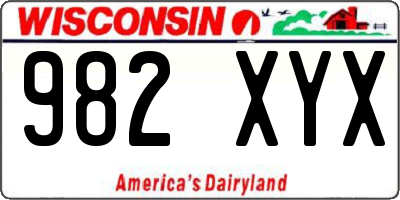 WI license plate 982XYX