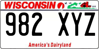 WI license plate 982XYZ