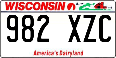 WI license plate 982XZC