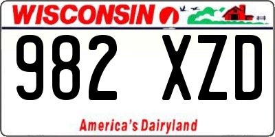 WI license plate 982XZD