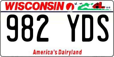 WI license plate 982YDS
