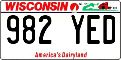 WI license plate 982YED