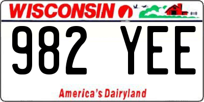 WI license plate 982YEE