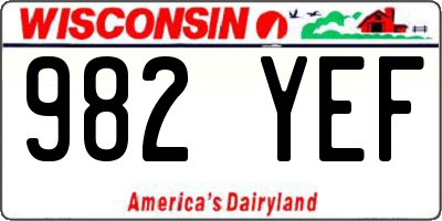 WI license plate 982YEF