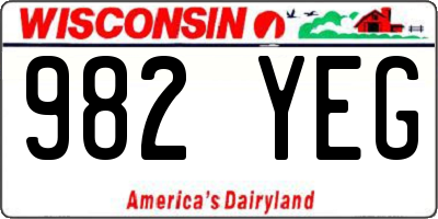 WI license plate 982YEG