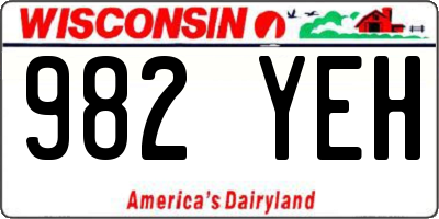 WI license plate 982YEH