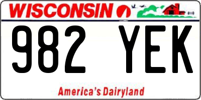 WI license plate 982YEK
