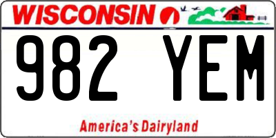 WI license plate 982YEM