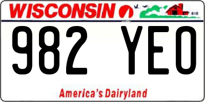 WI license plate 982YEO