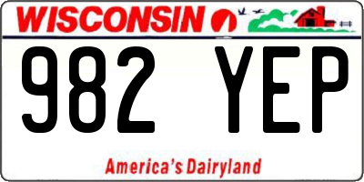 WI license plate 982YEP