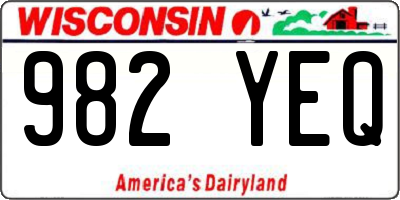WI license plate 982YEQ