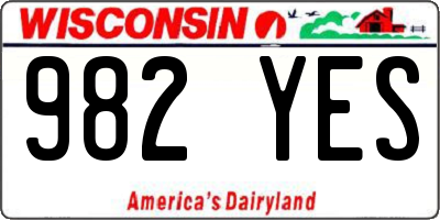 WI license plate 982YES