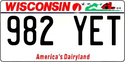 WI license plate 982YET