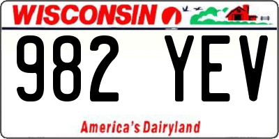 WI license plate 982YEV