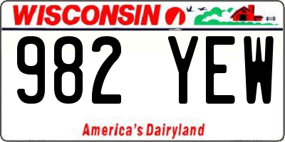 WI license plate 982YEW