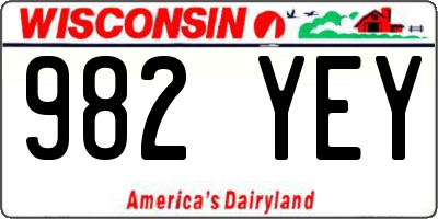 WI license plate 982YEY