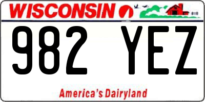 WI license plate 982YEZ