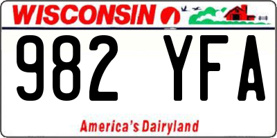 WI license plate 982YFA