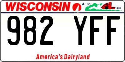 WI license plate 982YFF