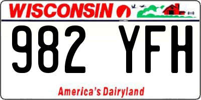WI license plate 982YFH