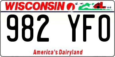 WI license plate 982YFO