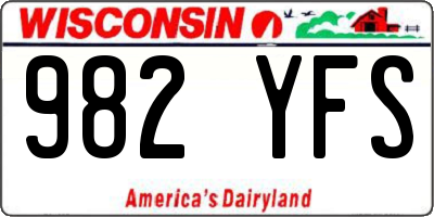 WI license plate 982YFS