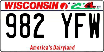 WI license plate 982YFW