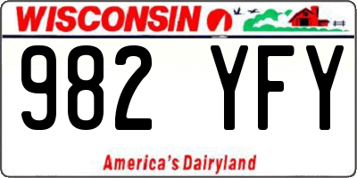 WI license plate 982YFY
