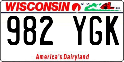 WI license plate 982YGK