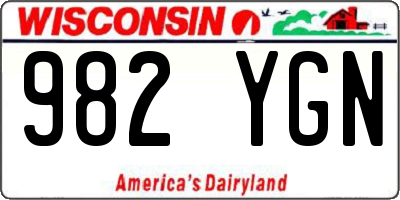 WI license plate 982YGN