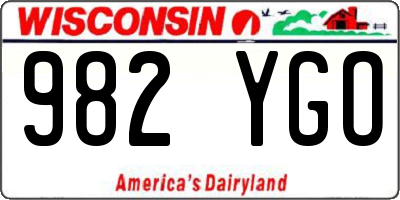 WI license plate 982YGO