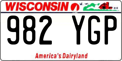 WI license plate 982YGP