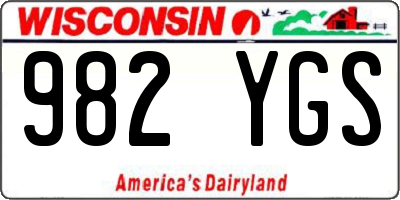 WI license plate 982YGS