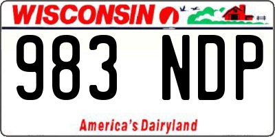 WI license plate 983NDP