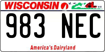 WI license plate 983NEC