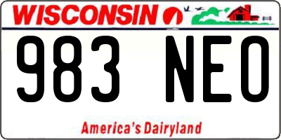 WI license plate 983NEO