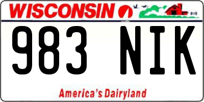 WI license plate 983NIK