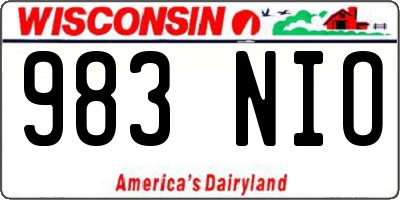 WI license plate 983NIO