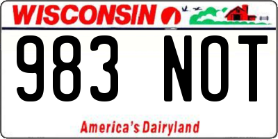 WI license plate 983NOT