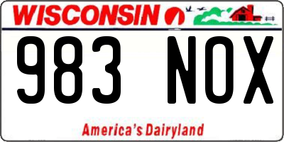 WI license plate 983NOX