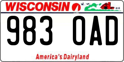 WI license plate 983OAD