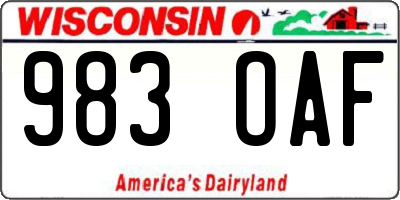 WI license plate 983OAF
