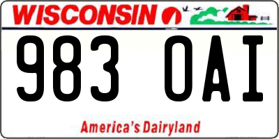 WI license plate 983OAI