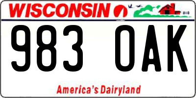 WI license plate 983OAK
