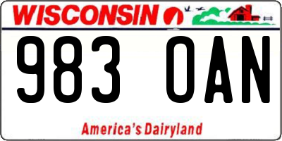 WI license plate 983OAN