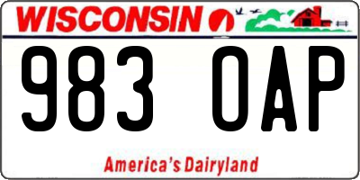 WI license plate 983OAP