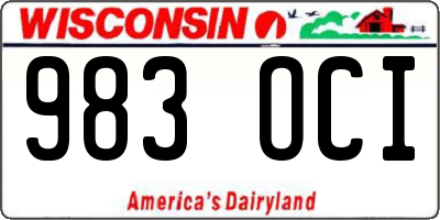 WI license plate 983OCI