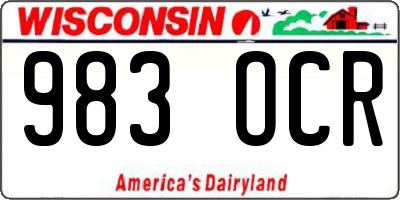 WI license plate 983OCR