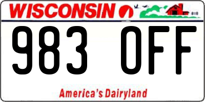 WI license plate 983OFF